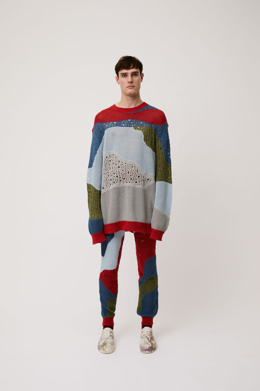 Red Mesh Knit Jumper