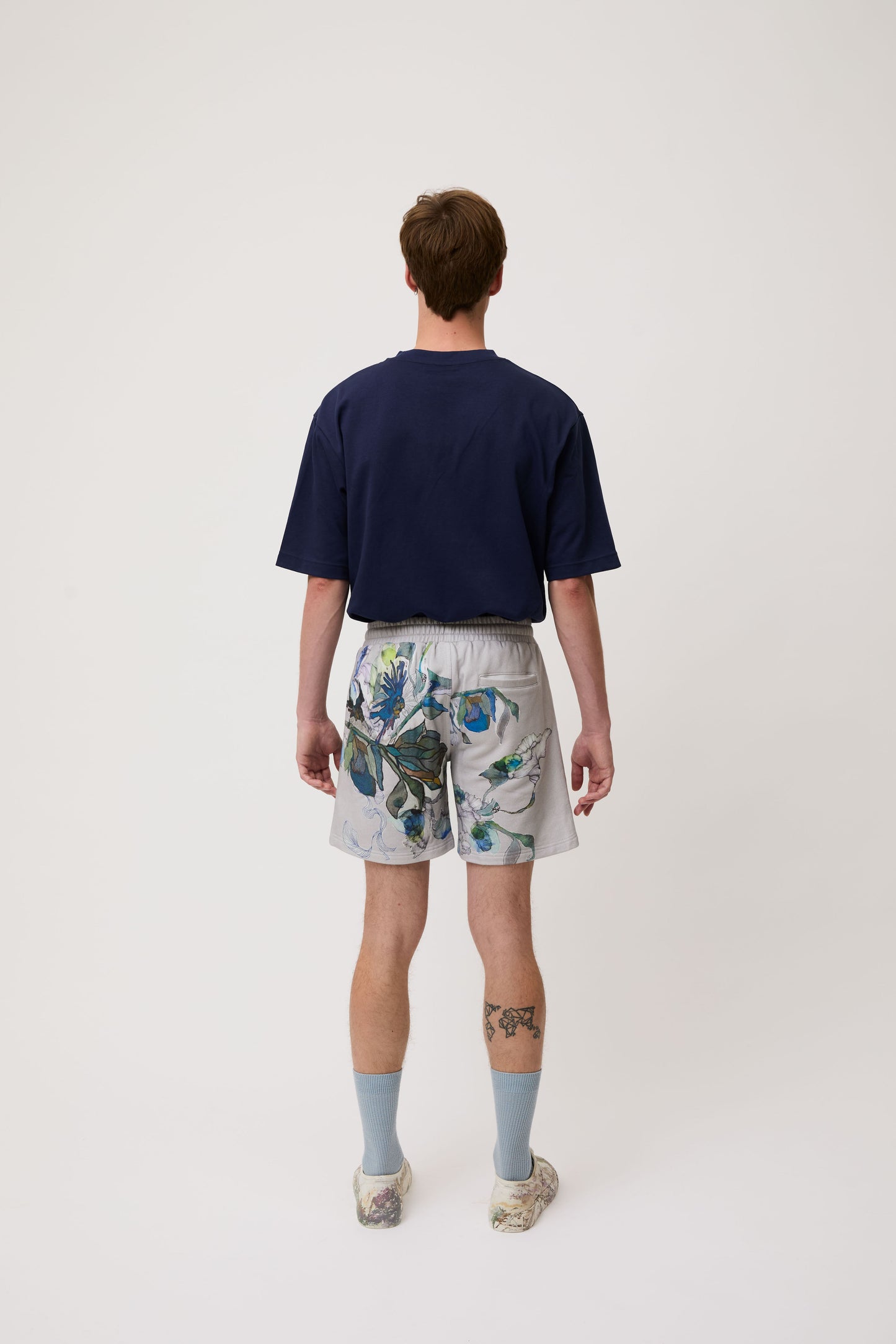 Grey Blue Bloom Shorts