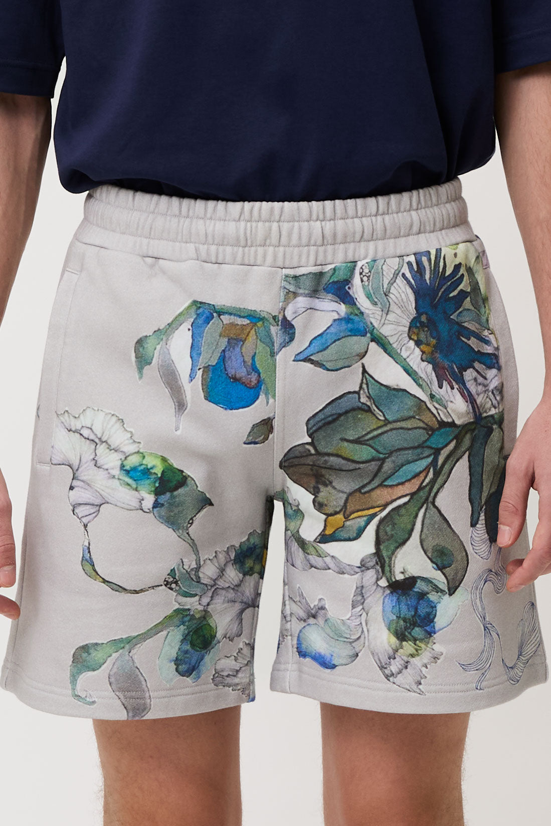 Grey Blue Bloom Shorts